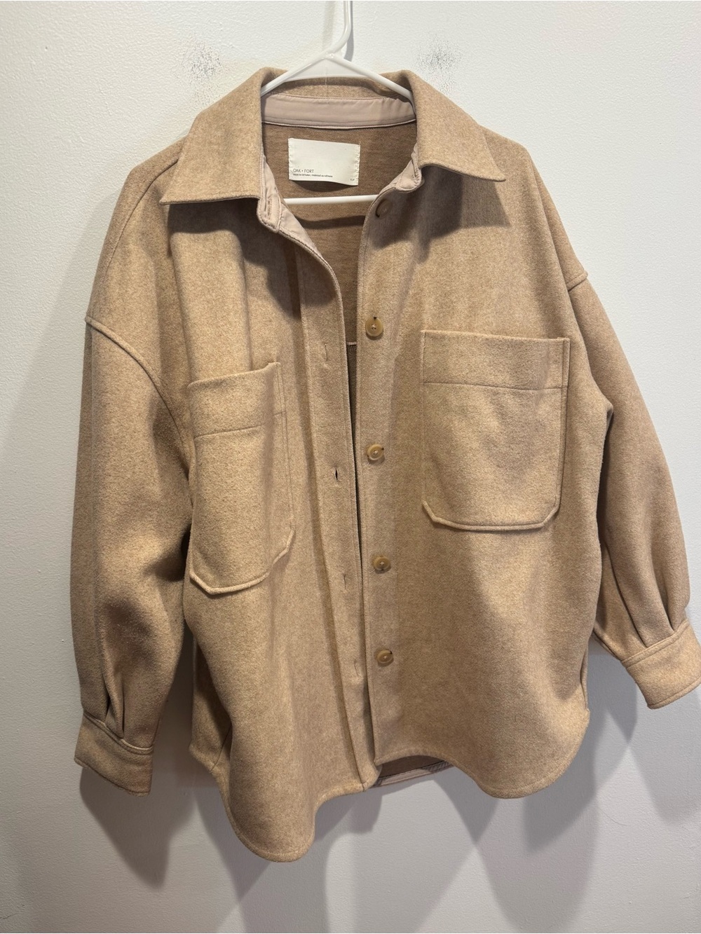 Oak + Fort Oversized Shacket in Camel